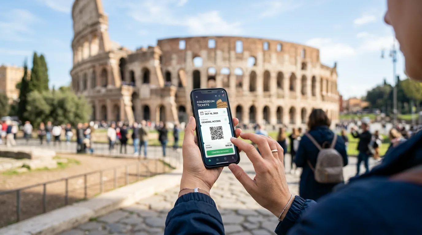 Rezerwacja biletu do zabytków Rzymu na smartfonie